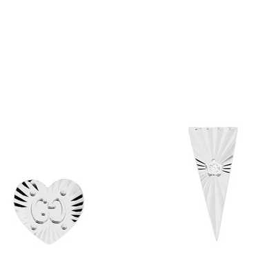 GUCCI 18K White Gold Diamond Icon Asymmetric Stud… - image 1
