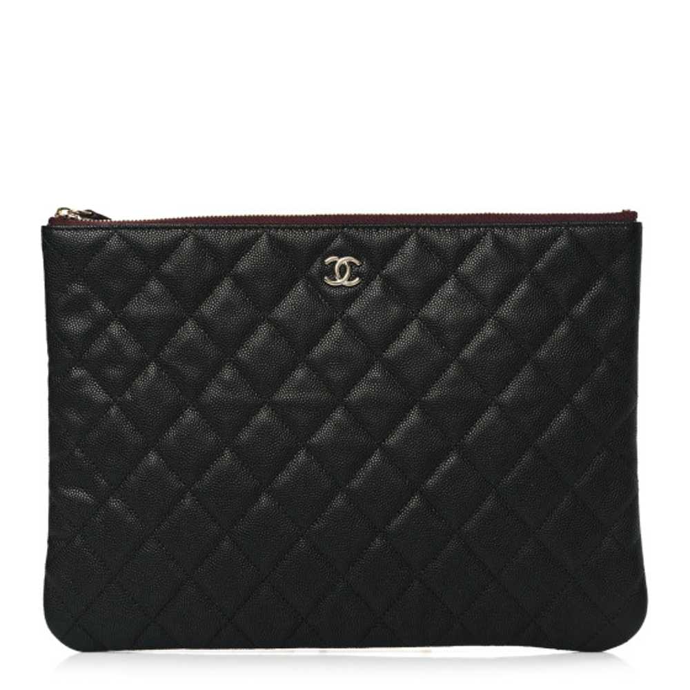 CHANEL Caviar Quilted Medium Cosmetic Case Black - image 1