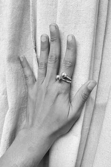 Vintage Double Ball Wrap Ring - Sterling Silver