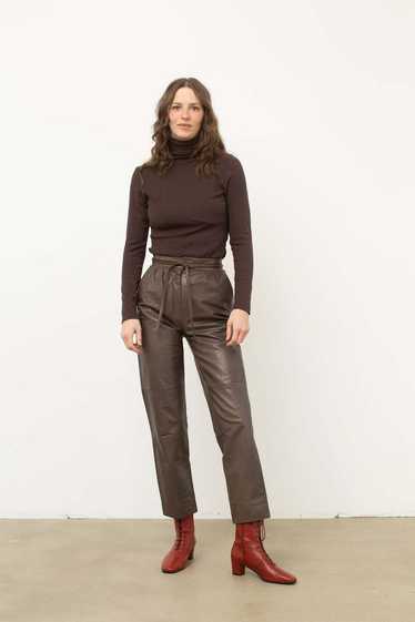 Vintage Brown Leather Trouser - Brown