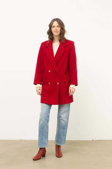 Vintage Double Breasted Coat - Red