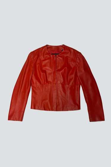 Donna Karan Leather Short Jacket - Hot Red