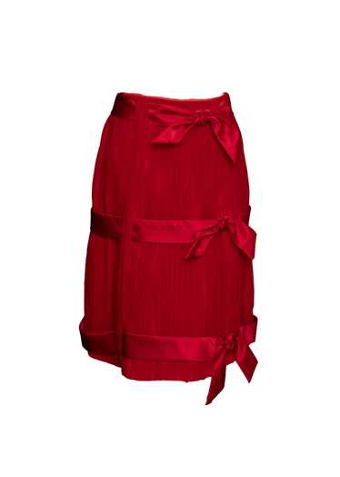 00s Red Silk Bow Skirt XS