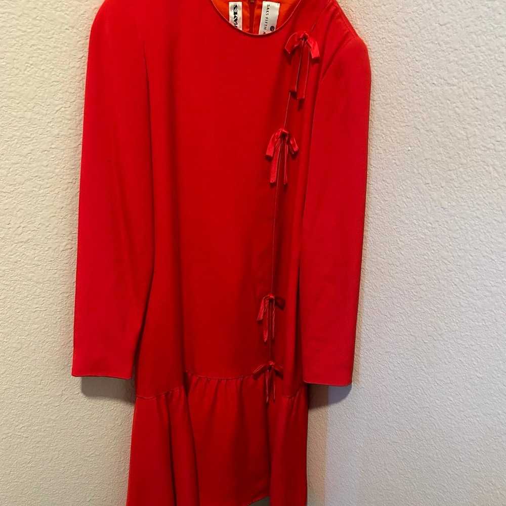 Vintage Saks Fifth Avenue David Hayes Red Dress S… - image 1