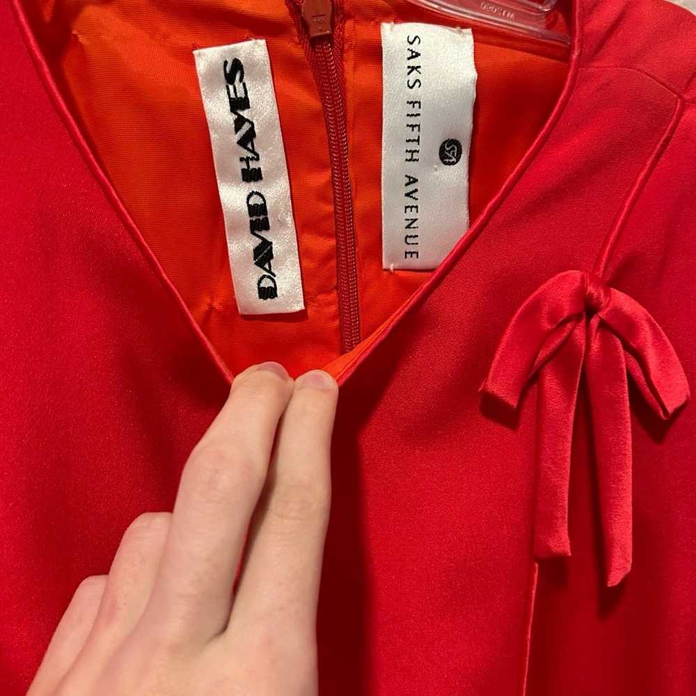 Vintage Saks Fifth Avenue David Hayes Red Dress S… - image 2