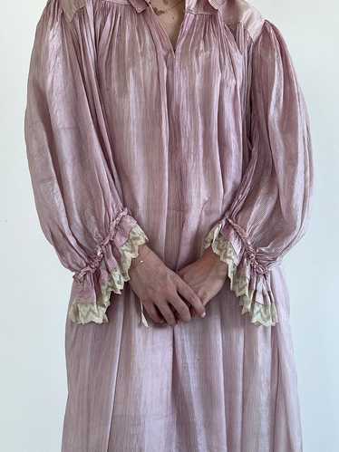 1910's Purple Pin Stripe Silk Dress with Lace