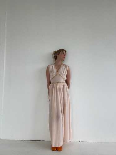 1930's Pale Pink Silk Slip Dress with Cream Lace - image 1