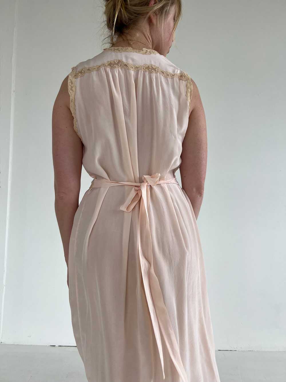 1930's Pale Pink Silk Slip Dress with Cream Lace - image 4