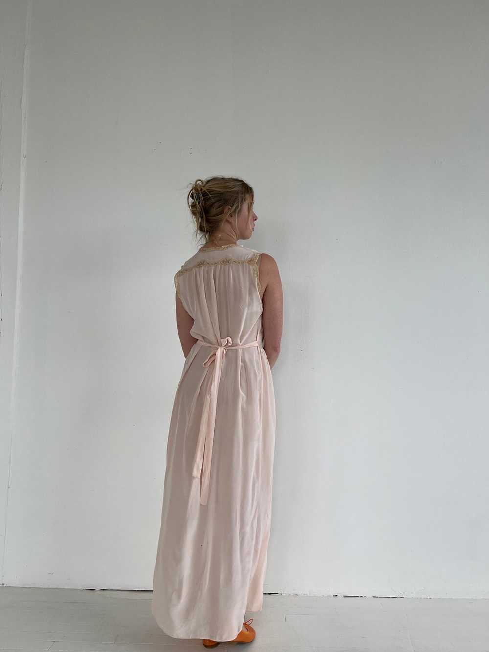 1930's Pale Pink Silk Slip Dress with Cream Lace - image 5