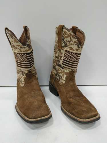 Ariat Camouflage American Flag Cowboy Boots Size 8
