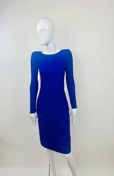 Mary McFadden Couture 70s Pleated Navy Blue Two P… - image 1