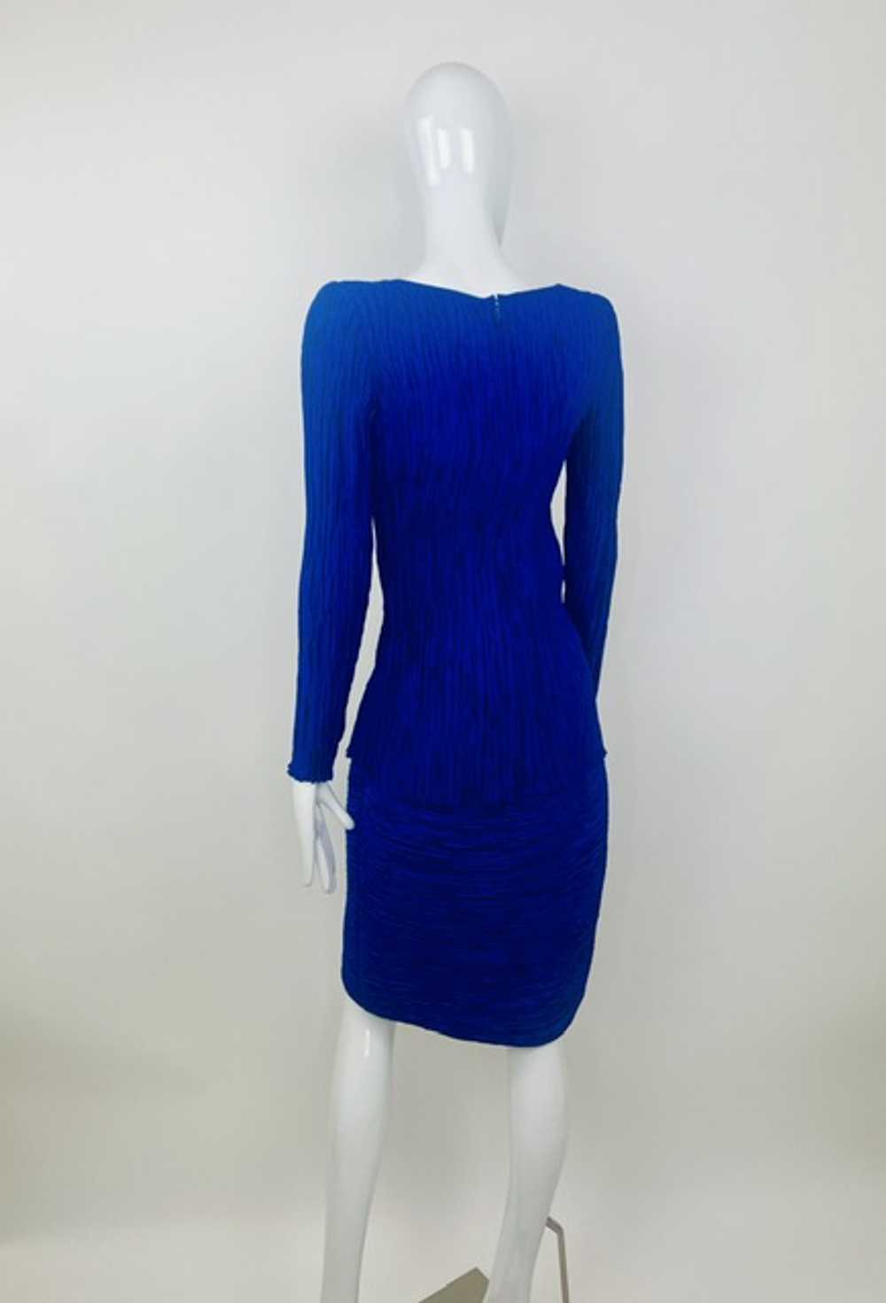 Mary McFadden Couture 70s Pleated Navy Blue Two P… - image 2