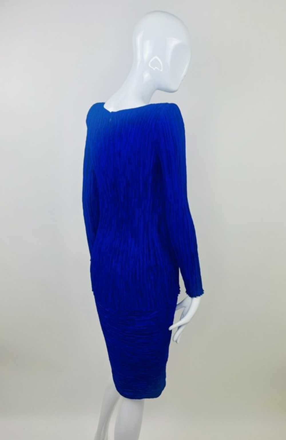 Mary McFadden Couture 70s Pleated Navy Blue Two P… - image 5
