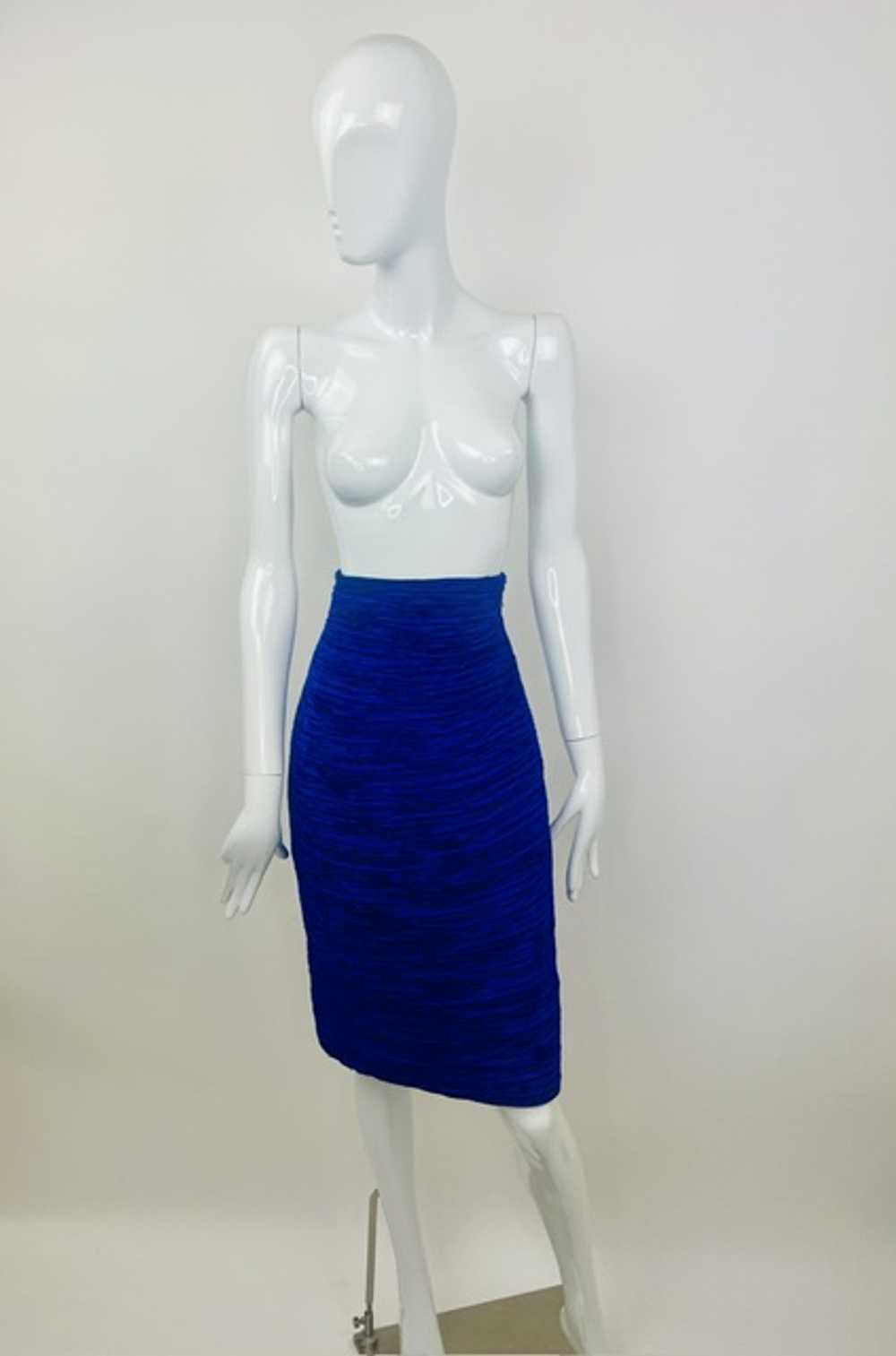 Mary McFadden Couture 70s Pleated Navy Blue Two P… - image 6