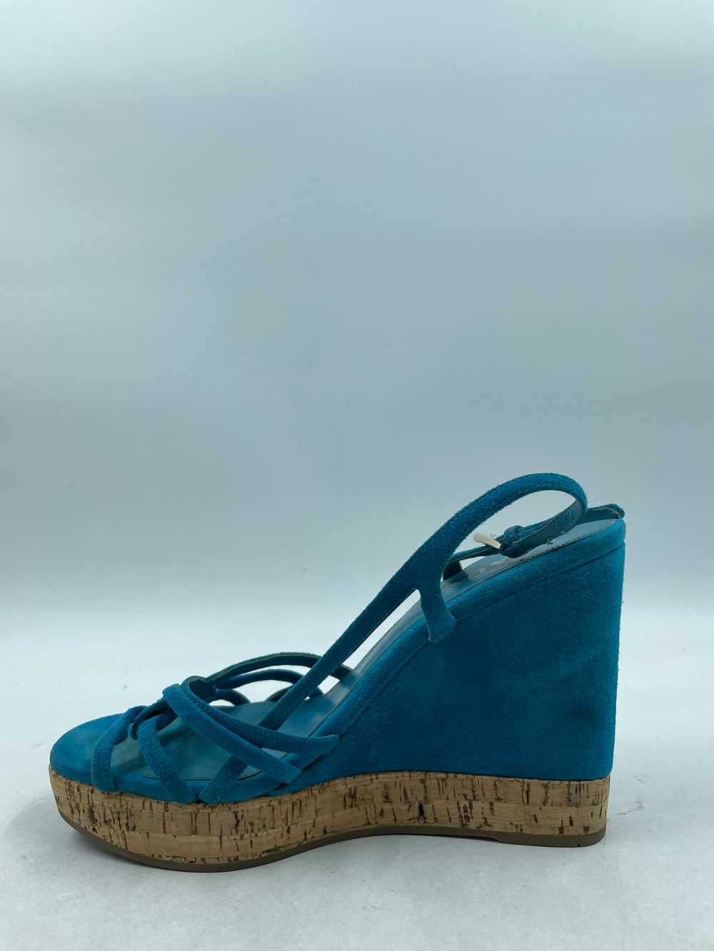 Authentic Prada Turquoise Wedge Sandals W 7 - image 2