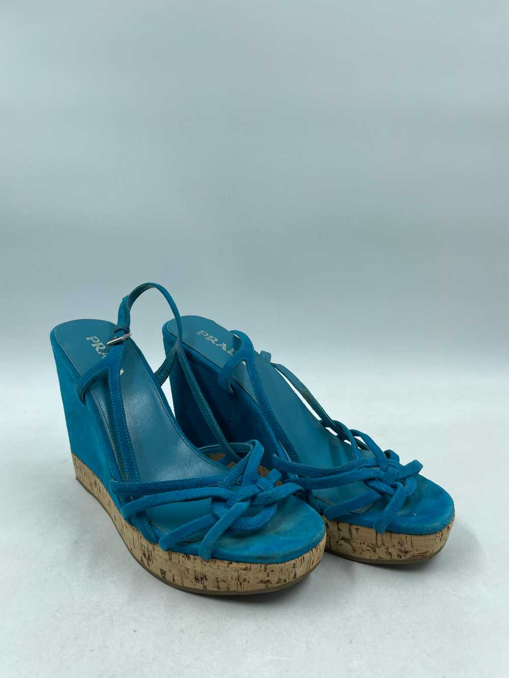 Authentic Prada Turquoise Wedge Sandals W 7 - image 3