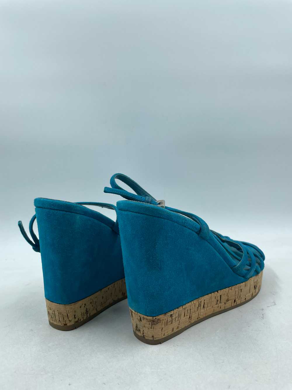 Authentic Prada Turquoise Wedge Sandals W 7 - image 4