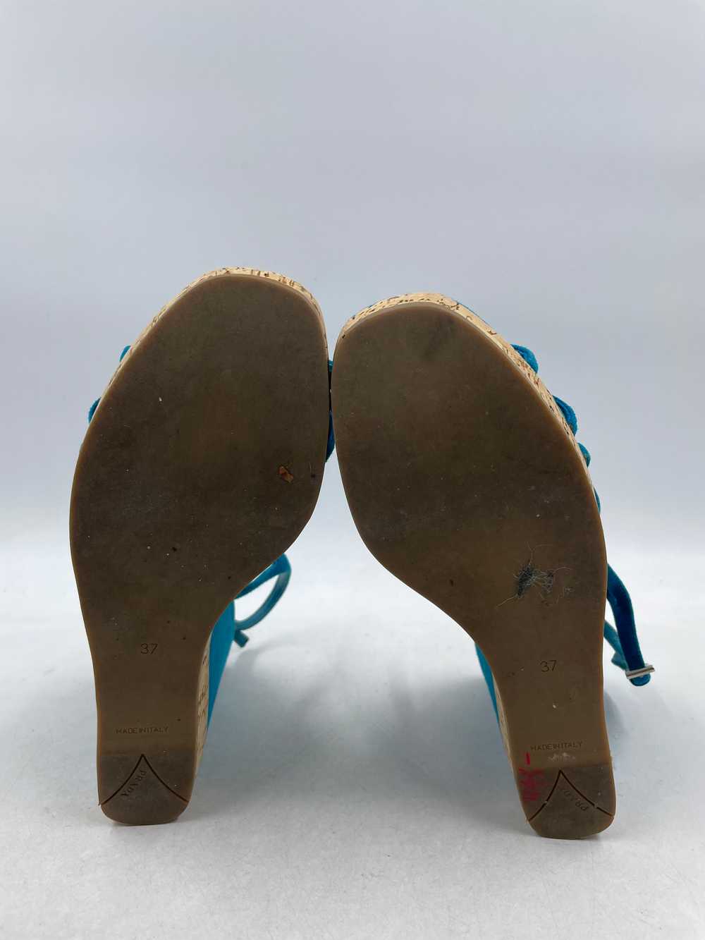 Authentic Prada Turquoise Wedge Sandals W 7 - image 5