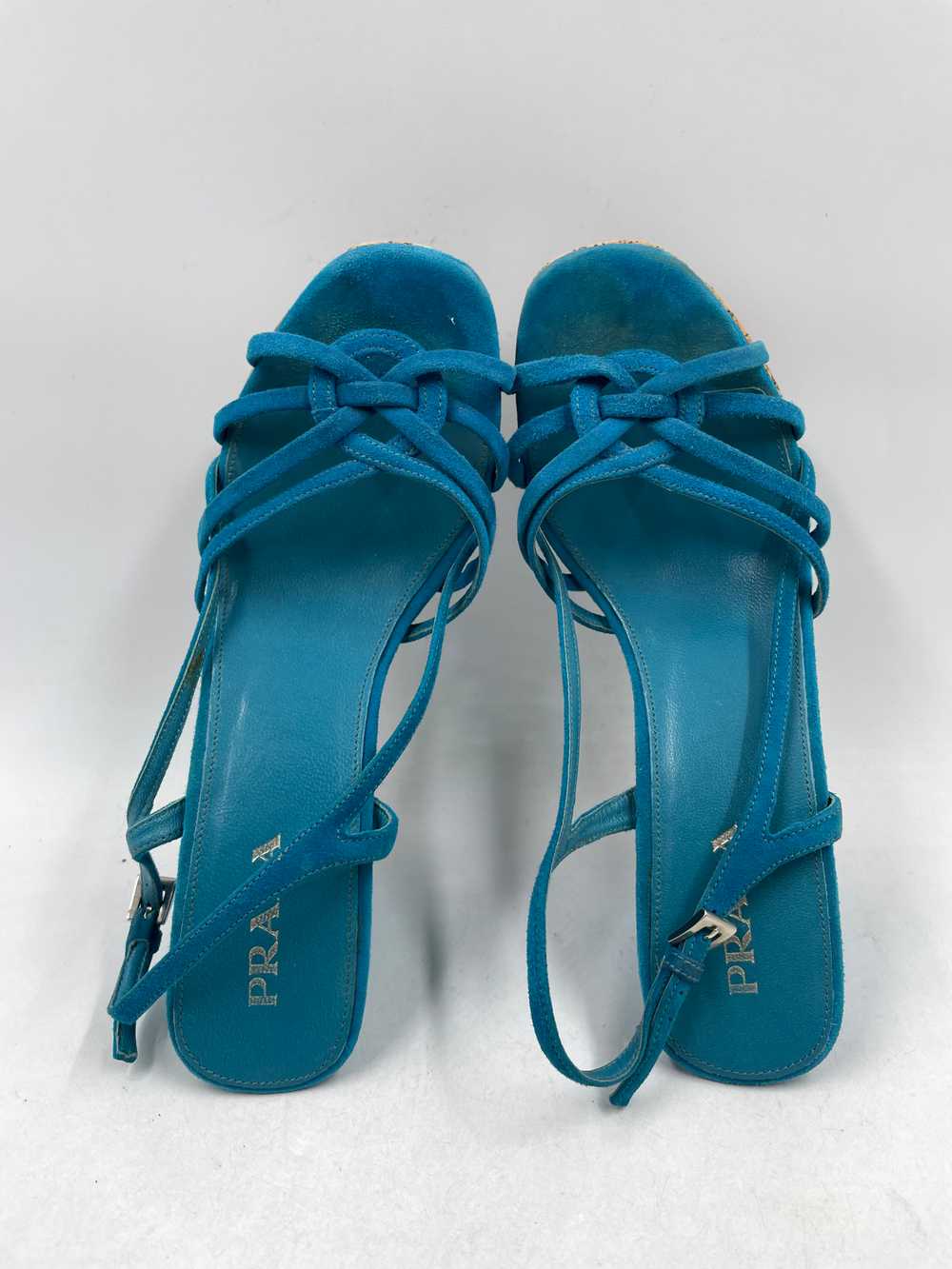 Authentic Prada Turquoise Wedge Sandals W 7 - image 6