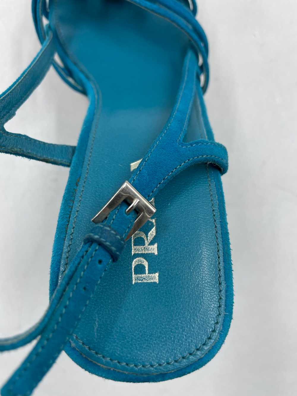 Authentic Prada Turquoise Wedge Sandals W 7 - image 8