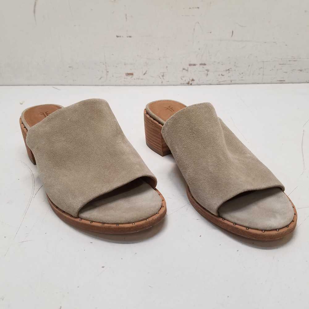 Frye Cindy Grey Suede Heeled Mule Sandals Women's… - image 3