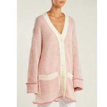 【THE TOE】Parasol mohair cardigan pink DPTO — Fuchsia Mohair Cable Knit Dawn Cardigan