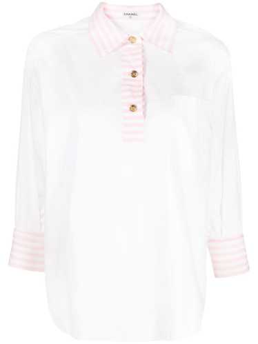 CHANEL Pre-Owned 1988 stripe-trim cotton blouse -… - image 1
