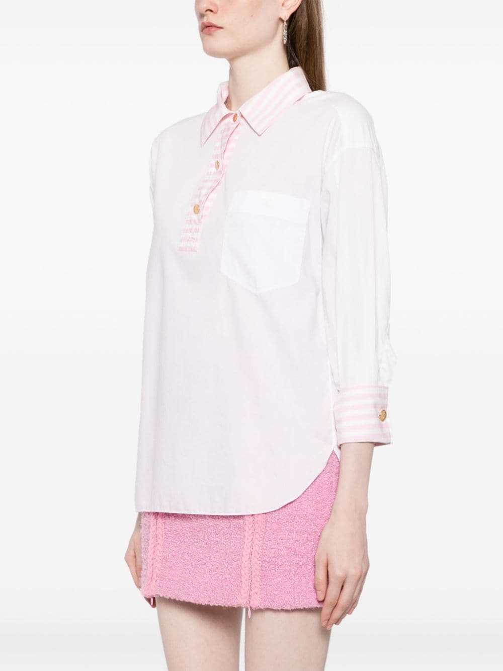 CHANEL Pre-Owned 1988 stripe-trim cotton blouse -… - image 3
