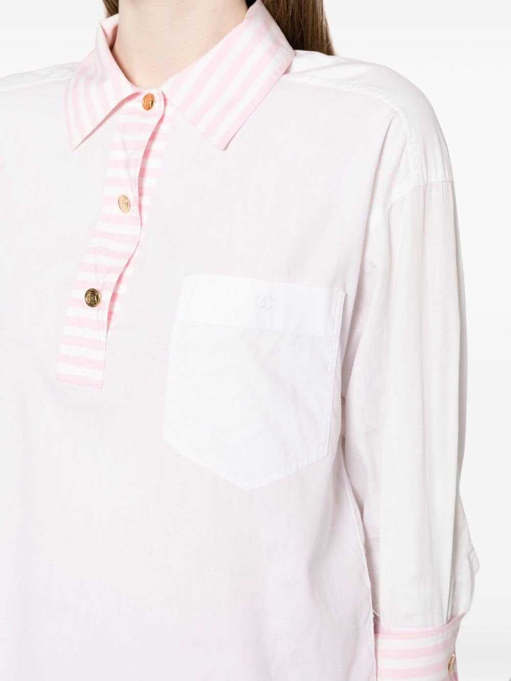 CHANEL Pre-Owned 1988 stripe-trim cotton blouse -… - image 5