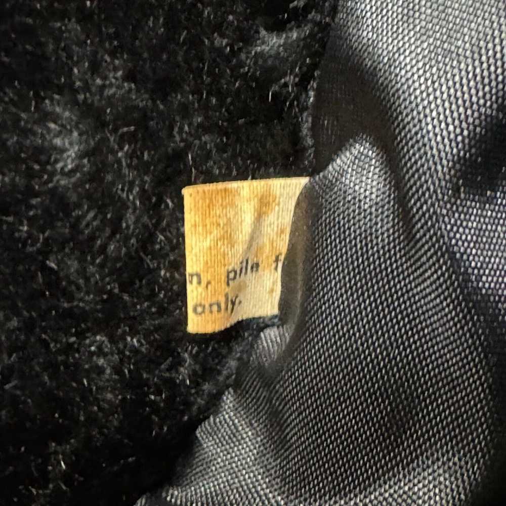 Vintage 80s Womens Black Velvet Pile Faux Fur Pea… - image 6