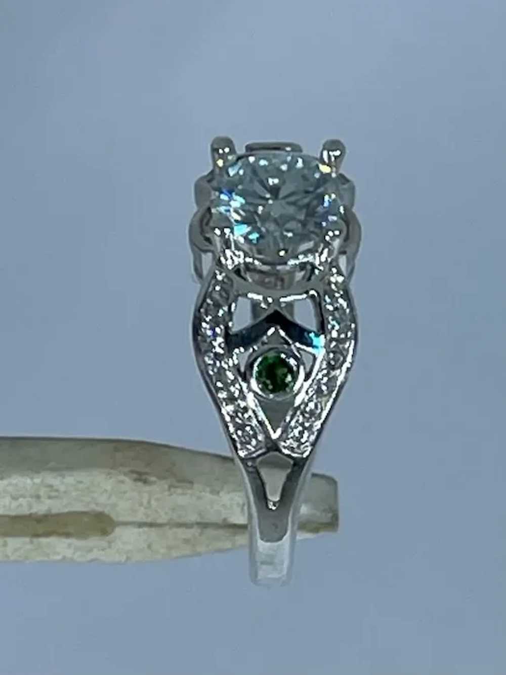 14k Moissanite, Diamonds & Tsavorite Ring, free r… - image 4