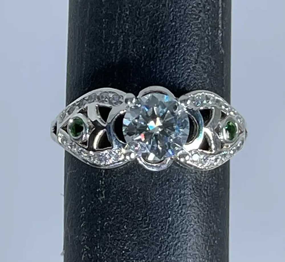 14k Moissanite, Diamonds & Tsavorite Ring, free r… - image 6