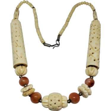 Fish Hook Necklace - Hand Carved Water-Buffalo Bone - Bali Necklaces