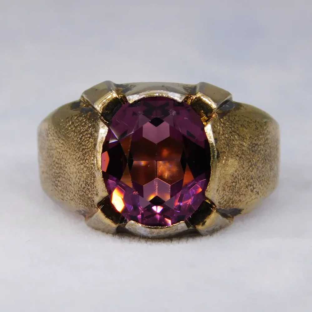 Vintage Retro Gilt Sterling Silver Ring Solitaire… - image 10