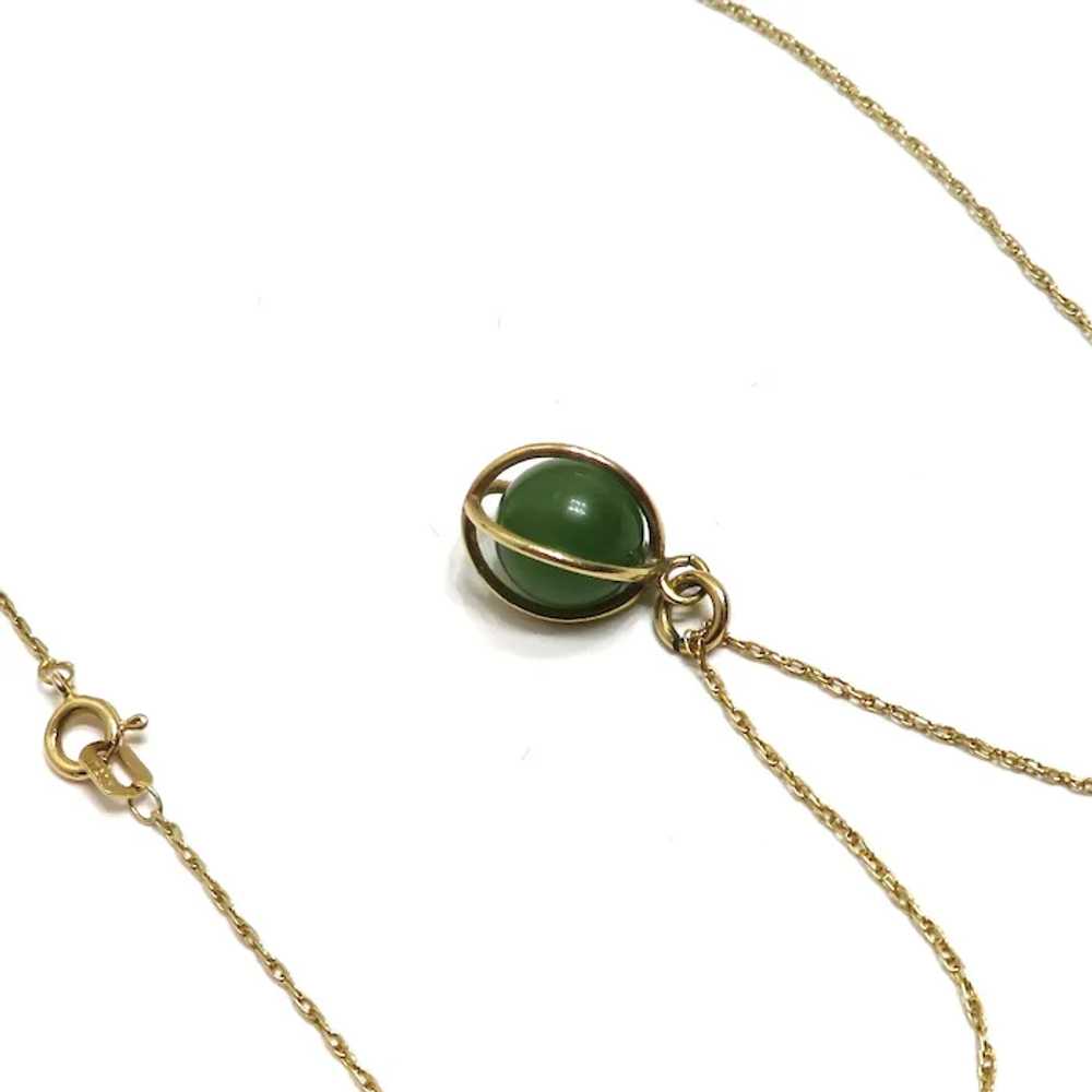 Vintage Caged Jadeite Jade Ball Necklace - image 3