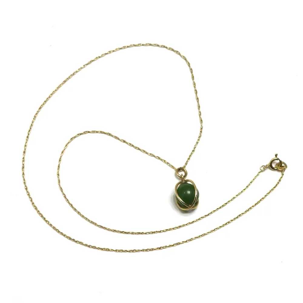 Vintage Caged Jadeite Jade Ball Necklace - image 4