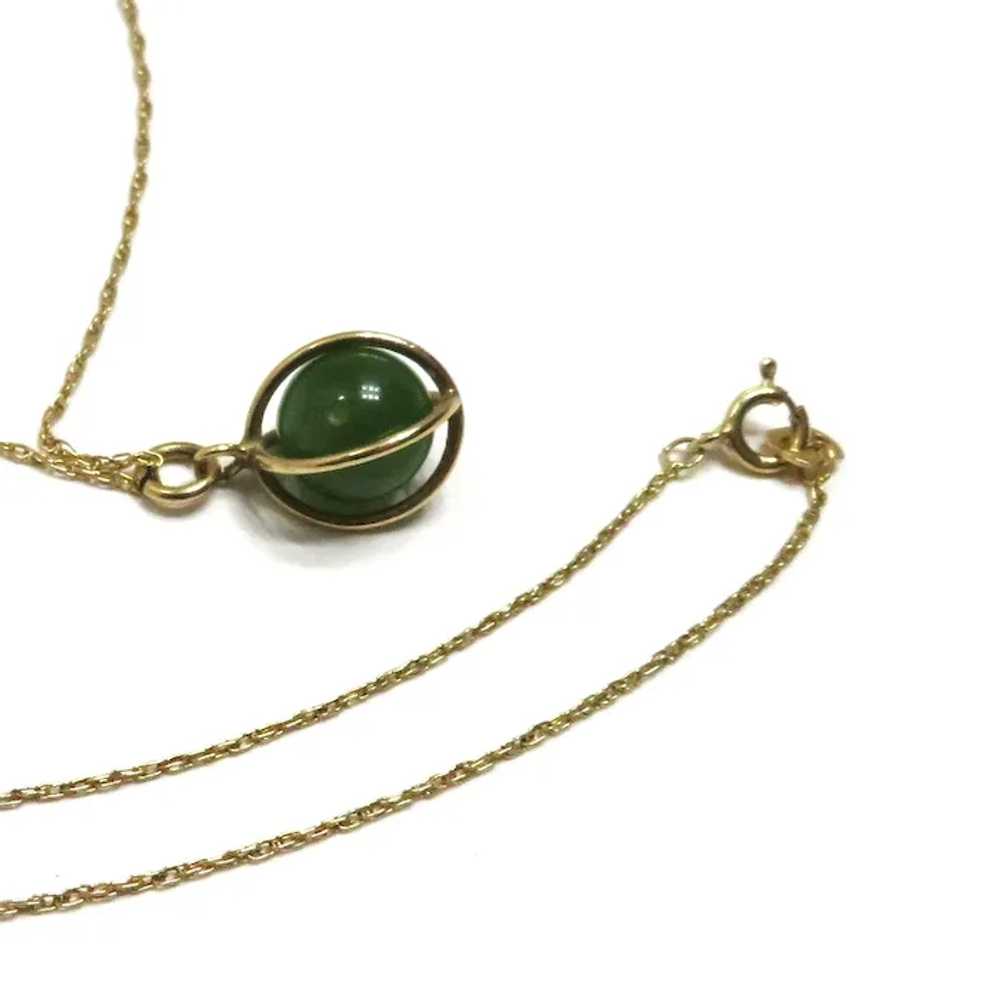 Vintage Caged Jadeite Jade Ball Necklace - image 5