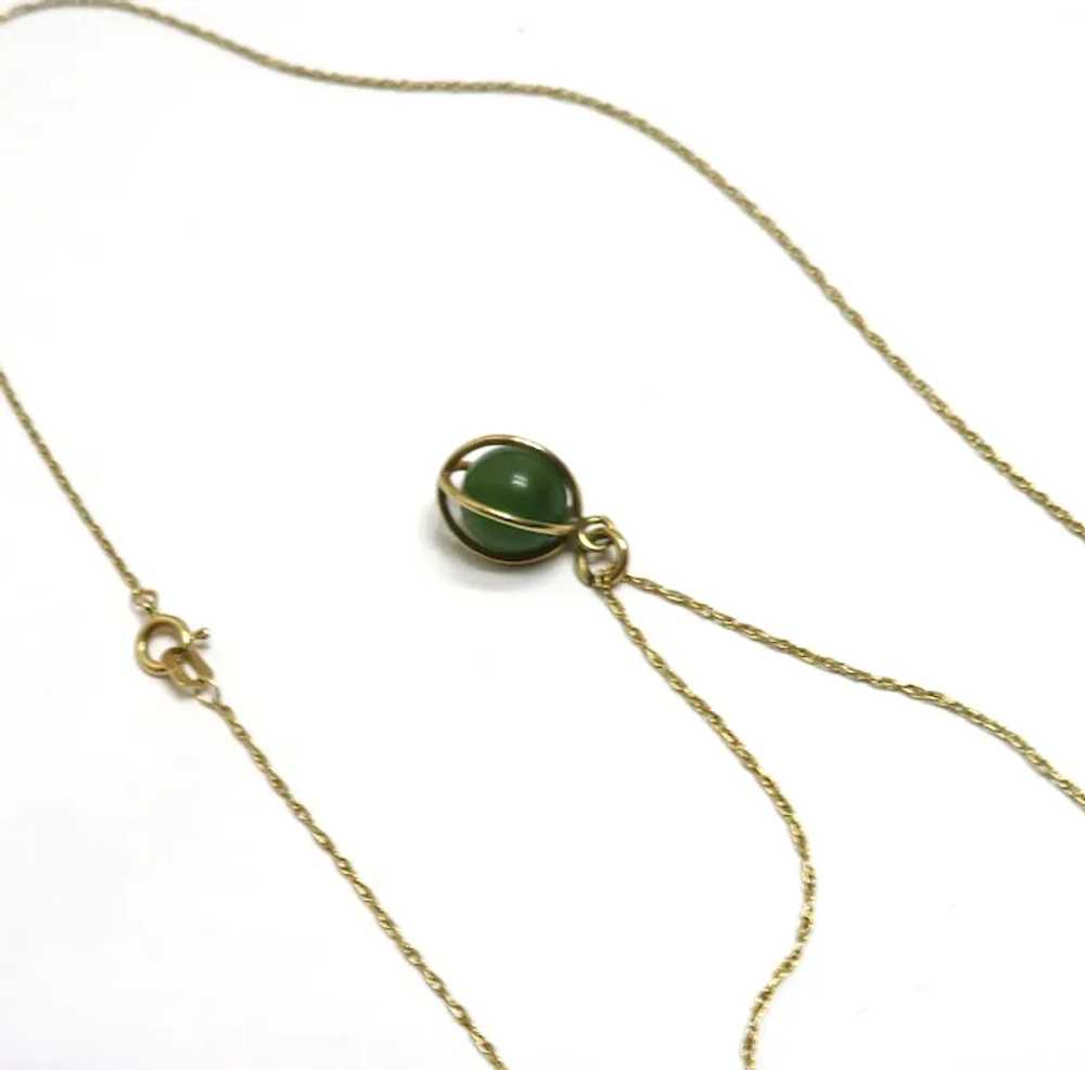 Vintage Caged Jadeite Jade Ball Necklace - image 6