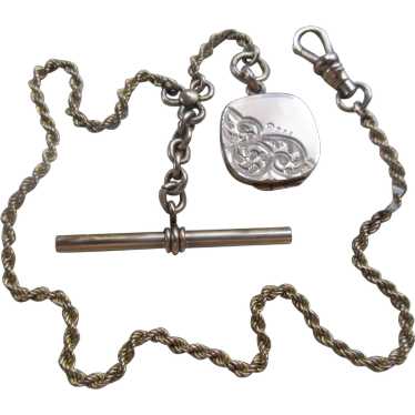 Antique Victorian Pocket Watch Chain with Locket … - image 1