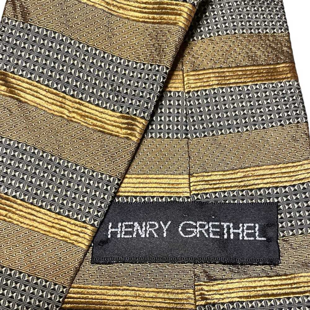 Henry Grethel Gold Silk Tie - image 2