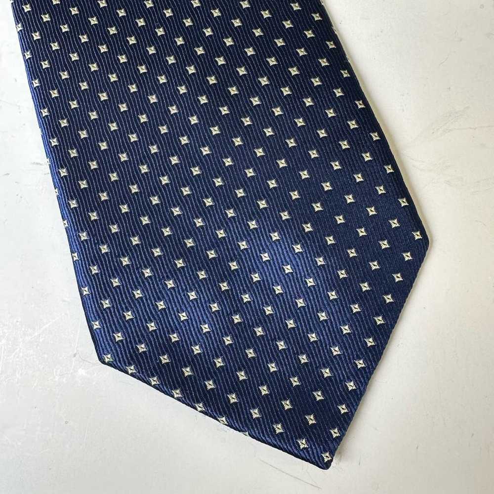 Vintage Kai Long 100% Silk Tie Blue/White Diamond… - image 2