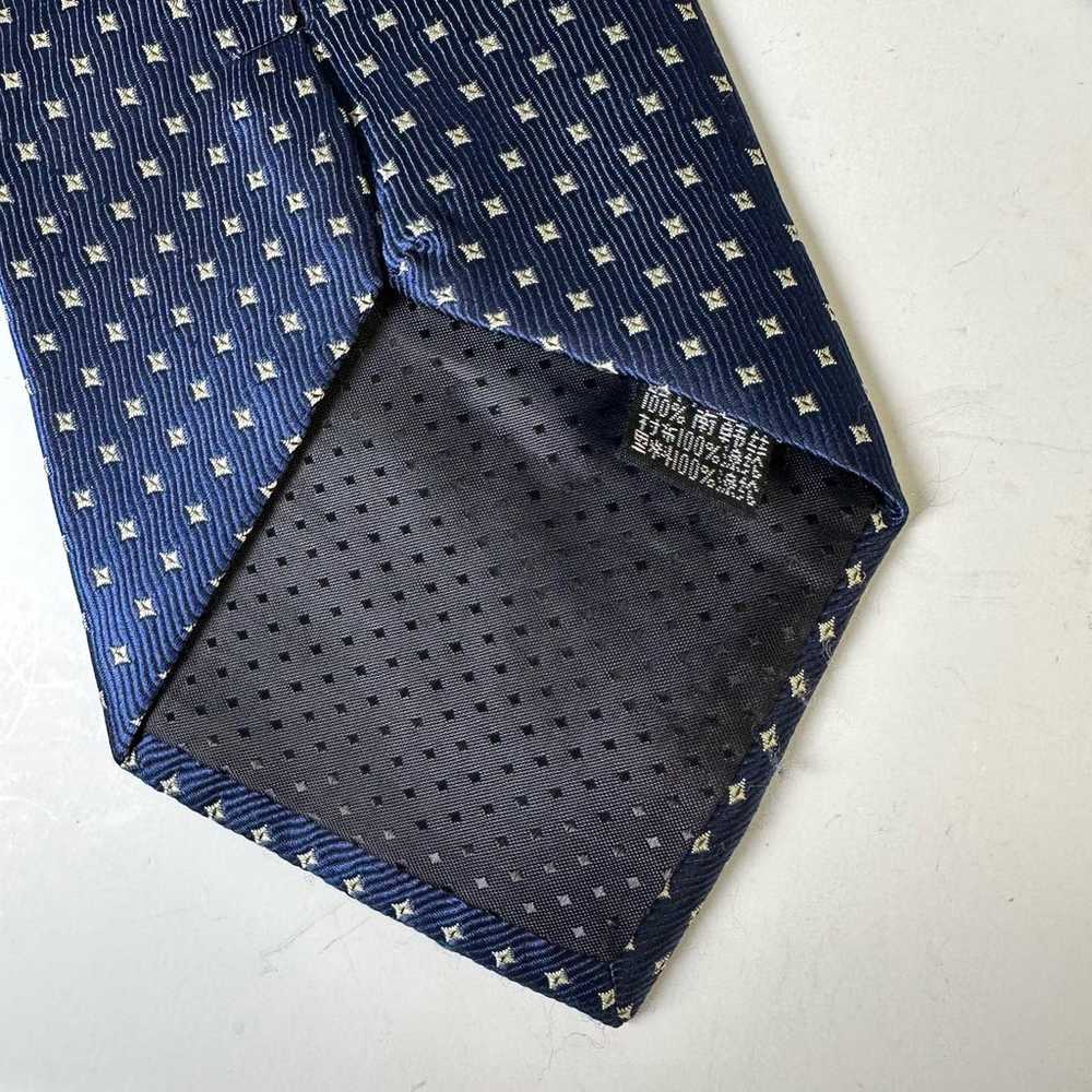 Vintage Kai Long 100% Silk Tie Blue/White Diamond… - image 4