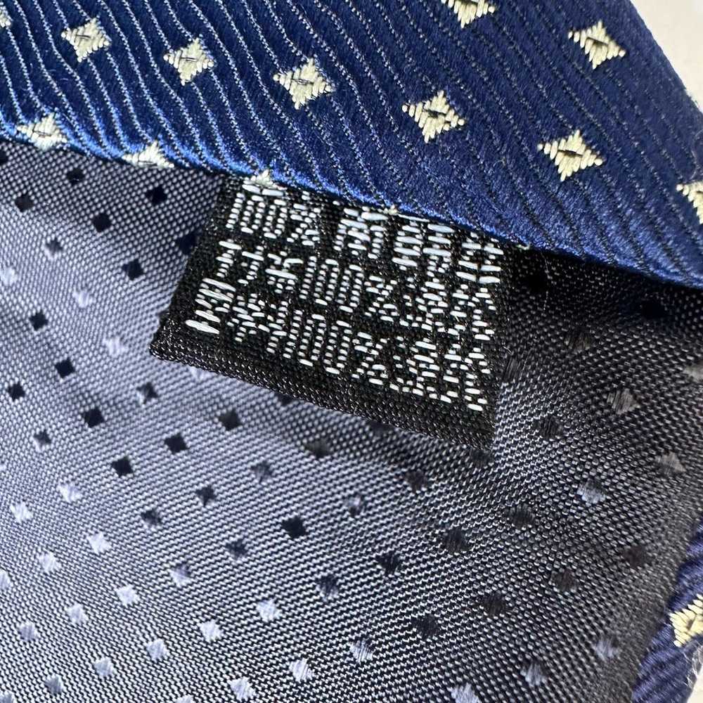 Vintage Kai Long 100% Silk Tie Blue/White Diamond… - image 5