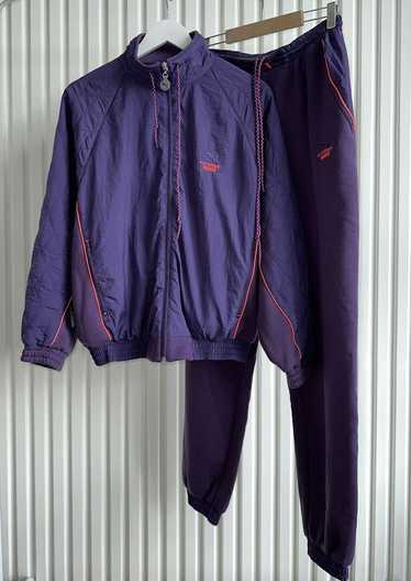 PUMA Sweatpants Pants Womens Size L Black With Purple Side Trims Polyester
