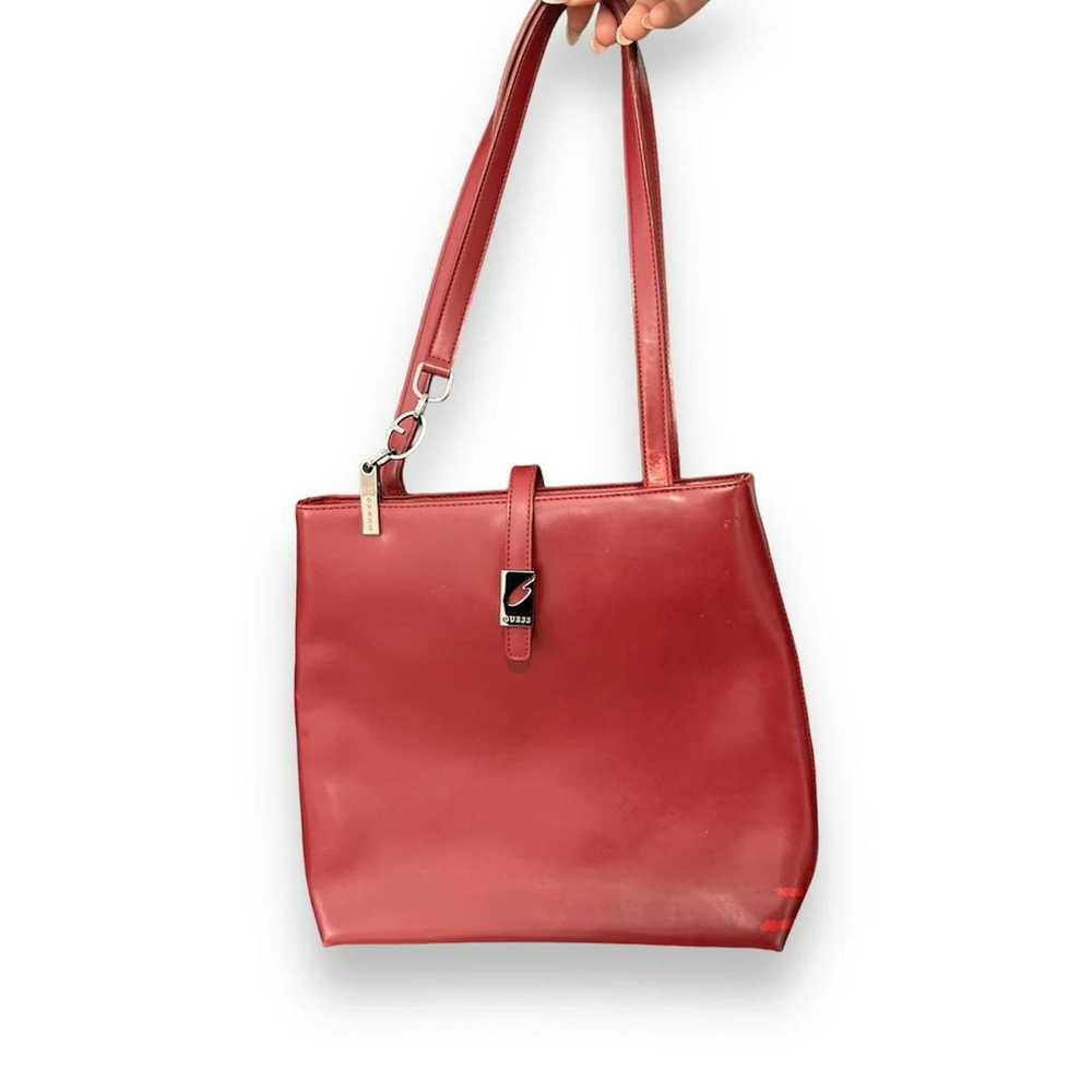 Guess Vintage Guess Red/Burgundy Leather Handbag - image 4