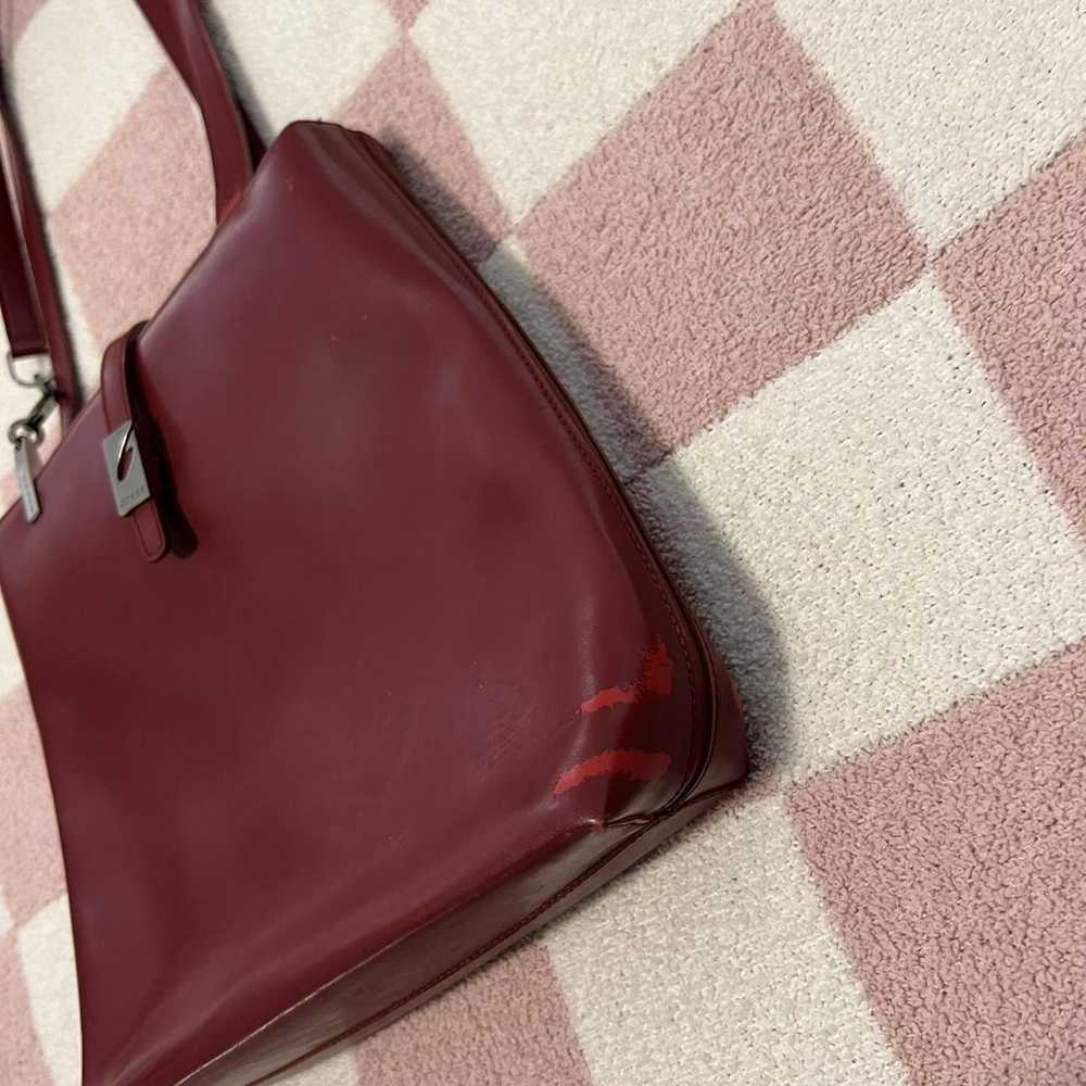 Guess Vintage Guess Red/Burgundy Leather Handbag - image 7