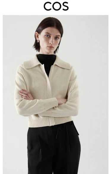 Cos COS women‘s large lapel zipper cardigan beige