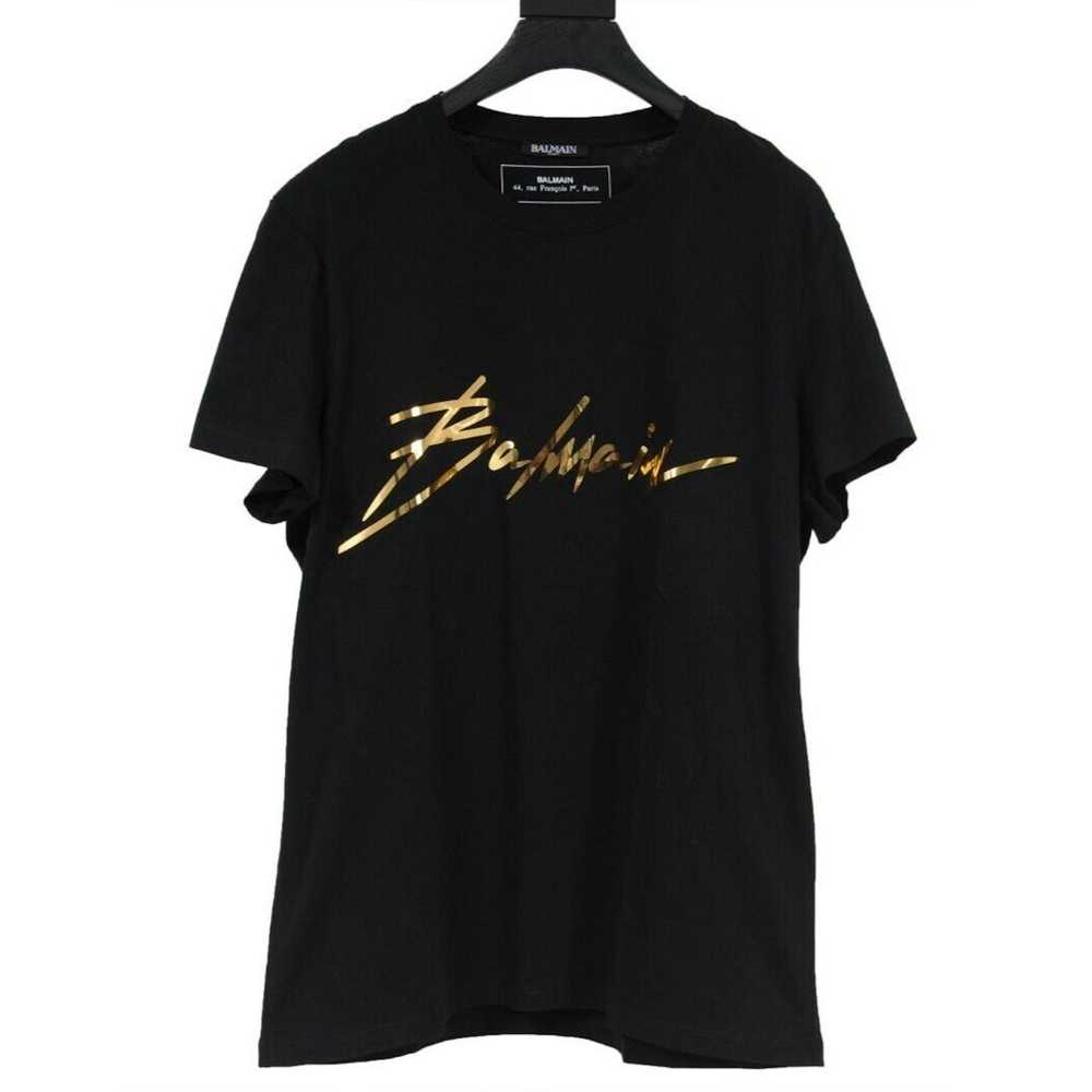 Balmain Balmain Black Gold Logo T Shirt - image 1