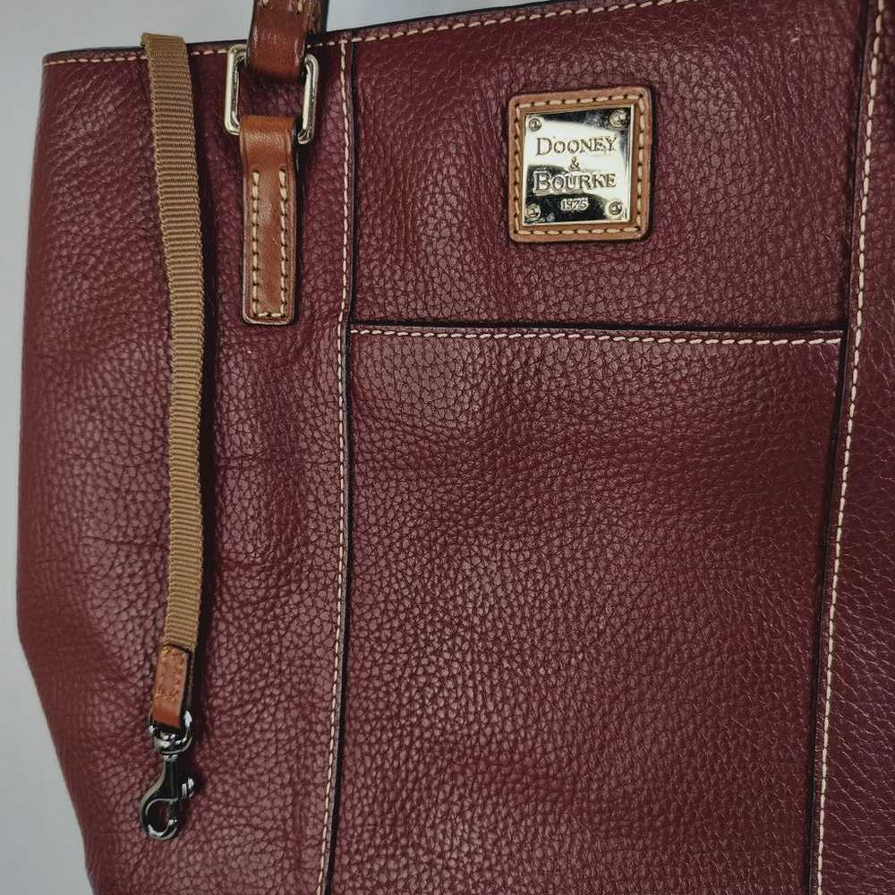 Dooney & Bourke Burgundy Pebbled Leather Zip Shop… - image 2