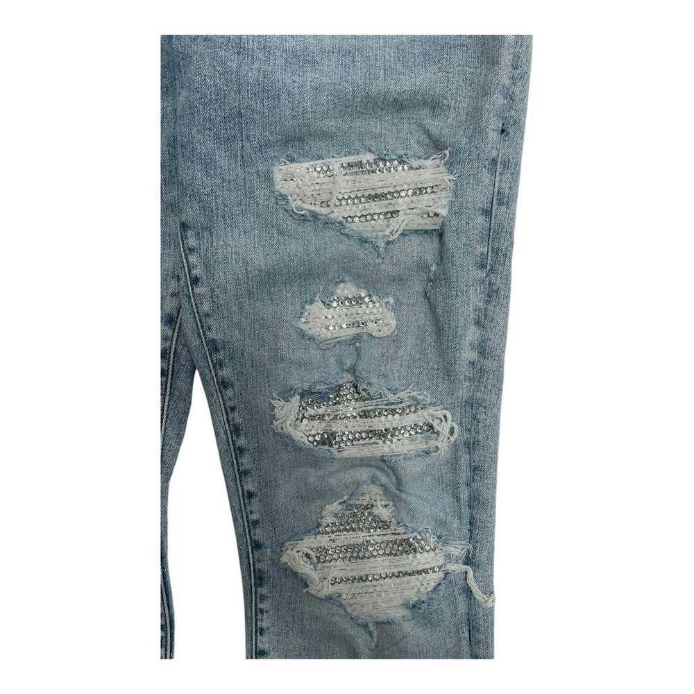 Amiri Amiri Swarovski Crystal Patch Jeans Light V… - image 2